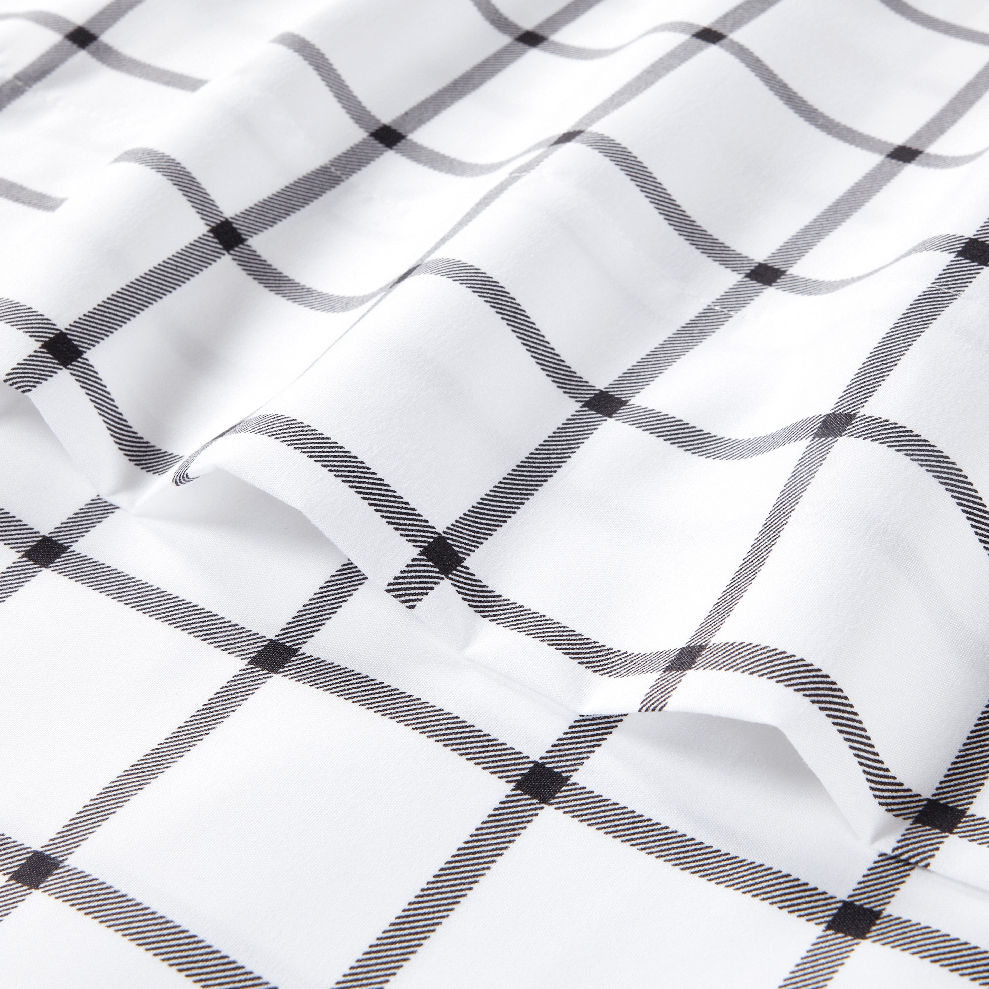 Mainstays Super Soft Brushed Microfiber Bed Sheet Set, King, White Windowpane, 4 Piece
