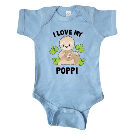 

Inktastic Cute Sloth I Love My Poppi with Green Leaves Gift Baby Boy or Baby Girl Bodysuit