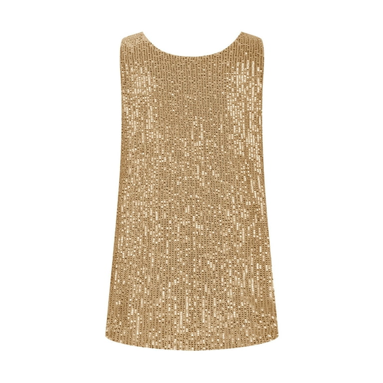 gold tank top dress Shimmery Gold Tank Top - All Tops main image 1