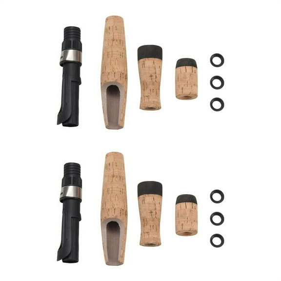 2X DIY Fishing Rod Building or Repair Composite Cork Handle Grip Reel Seat,2 Set x Fishing Rod Handle Kit,Wood color
