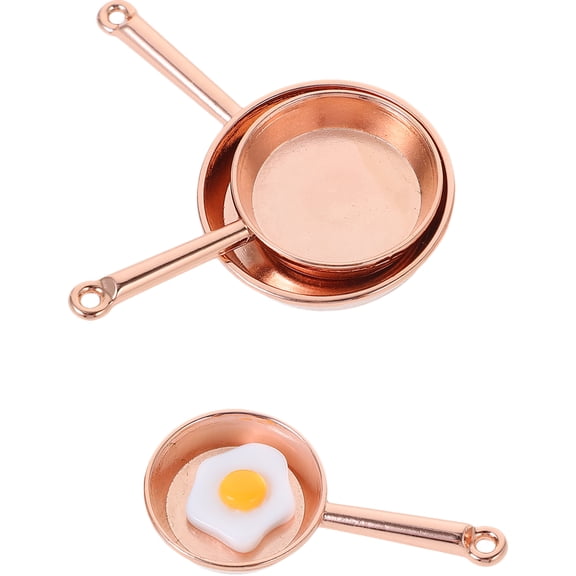 HONMEET 4.7x2.5in Miniature Cooking Supplies Iron Mini Pan Adorable Design For Doll House Mini Kitchen Decor Set Of 1