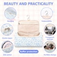 thumbnail image 3 of NUAHRHY Travel Makeup Bag with Handle, Cosmetic Organizer Bag Toiletry Bag for Women Girls, Cute Travel Essentials Case with Compartments, Vertical Make up Storage Bag Hair Dryer Holder, 3 of 8