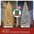 thumbnail image 3 of Firstness 7.5ft Pre-Lit Artificial Pencil Christmas Tree with 400 Multicolor LED Lights,Snow Flocked Xmas Tree, 3 of 9