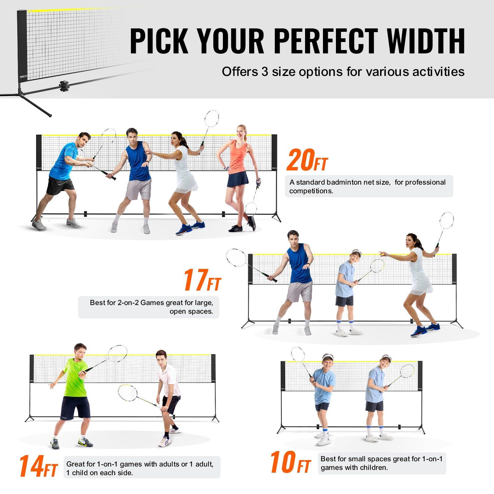 17ft Foldable Pickleball Net Set, Height Adjustable for Badminton/Volleyball/Tennis – Easy Setup with Stand & Carry Case