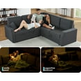 thumbnail image 6 of VANACC 85" L-Shaped Sleeper Sofa Bed with Storage, Grey Linen Couch, 6 of 9
