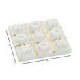 thumbnail image 4 of DecMode 6" x 1" White Marble Tic Tac Toe Small Game Set with Gold Metal Inlay, 1-Piece, 4 of 13