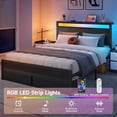 thumbnail image 2 of Bolvdo Queen Bed Frame with Headboard & Footboard, Charging Station, LED Lights, 2 Storage Drawers, Noise-Free, No Box Spring Needed, Classic Black, 2 of 7