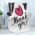 thumbnail image 4 of Thank You Soft Flannel Fleece Blanket, Heart in Bold Outline Linear Hand Drawn Doodle Scribble Love Memo Thankful, Cozy Plush for Indoor and Outdoor Use, 60" x 80", Black Dark Pink, by Ambesonne, 4 of 5
