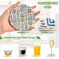 thumbnail image 2 of Yayeee 6 PCS Drink Coasters with Holder Set Woven Absorbent Round Tabletop Hot Pad, Blue Retro Pattern, 2 of 7