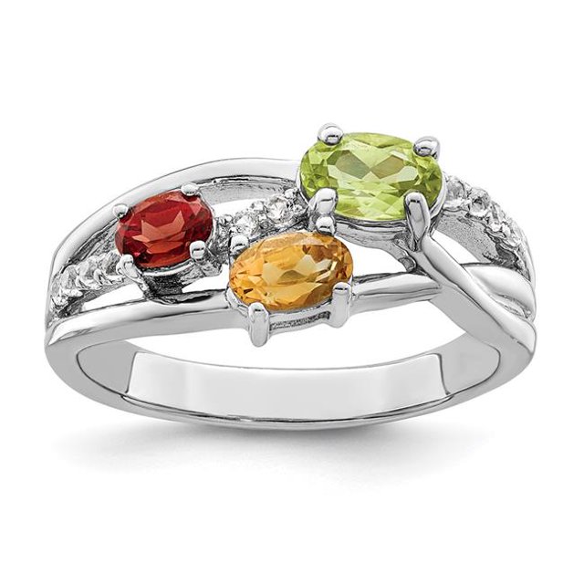 Quality Gold QR7416RB-8 Sterling Silver Rhodium-Plated 1.08 CTW PE-CI-GA-WT Ring, Size 8