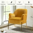 thumbnail image 5 of Fall Velvet Upholstered Accent Chairs Set of 2 Metal Legs Curved Backrest Armchairs Bedroom Adult Mustard, 5 of 12