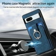thumbnail image 6 of SaniMore Compatible with Google Pixel 7A Case, Wallet Stand Elastic Credit Card Slot Magnetic Car Mount Ring Holder Premium PU Leather Protection Cover for Google Pixel 7A 6.1-inch, Blue, 6 of 9