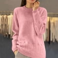 thumbnail image 2 of ManxiVoo Women's Round Neck Knit Sweater with Floral Crochet Design Vintage Style Pullover Top L Size Pink, 2 of 9