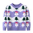 thumbnail image 2 of SERTG Boys and Girls Christmas Knit Sweater Holiday Cute Print Round Neck Cozy Warm Pullover Fall Winter Tops for Children 4-12 Years(Purple,4 Years), 2 of 3