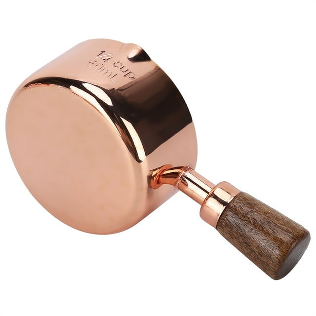 Stainless Steel Sauce Pan, Wooden Handle Rose Gold Cooking Utensil for Kitchen