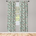 thumbnail image 5 of Ambesonne Tree Window Curtains, Illustration of Triangles, Each 28" W x 84" L, Coral and Reseda Green, 5 of 5