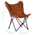 thumbnail image 4 of vidaXL Foldable Butterfly Chair Brown Real Leather, 4 of 5