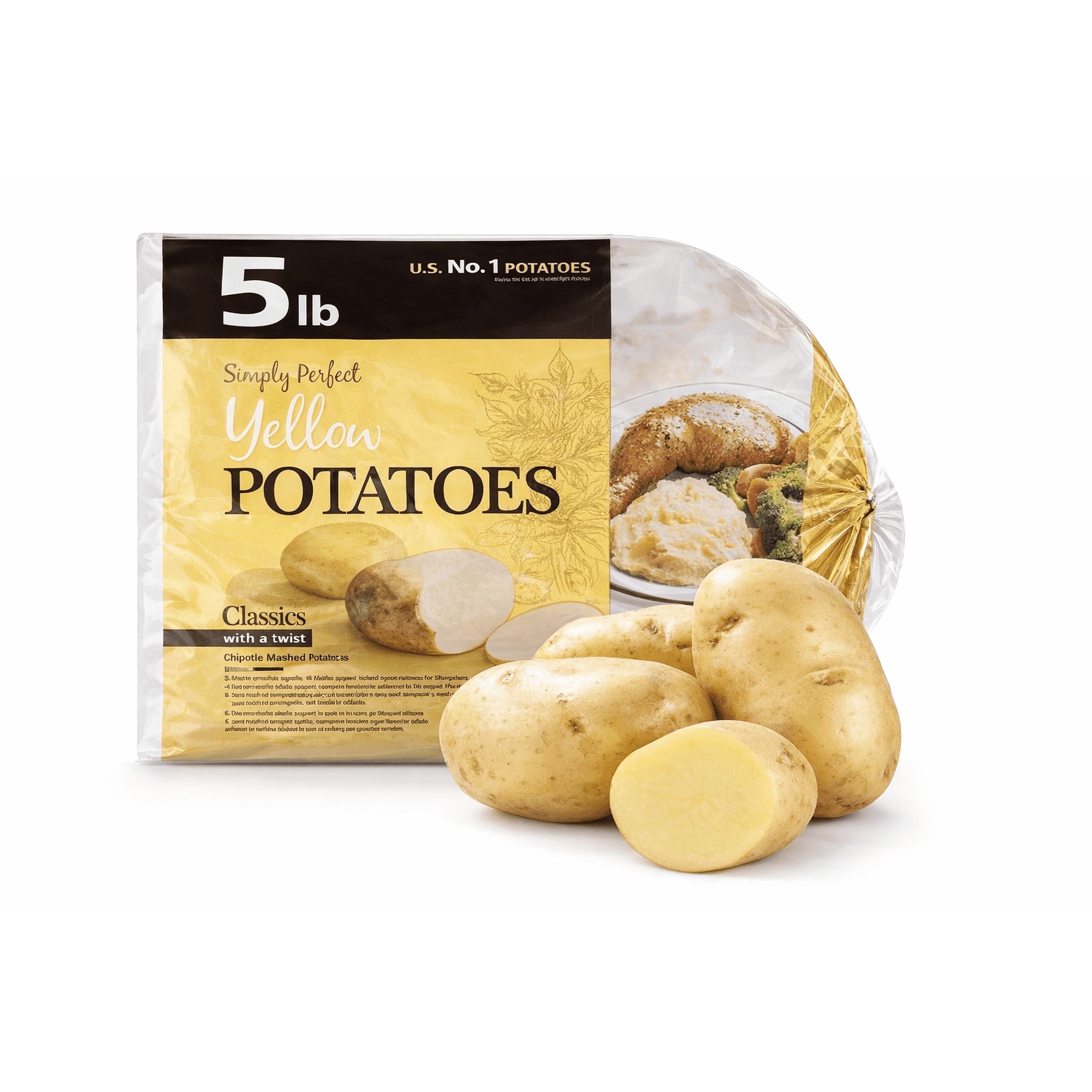 Fresh Whole Yellow Potatoes, 5lb Bag