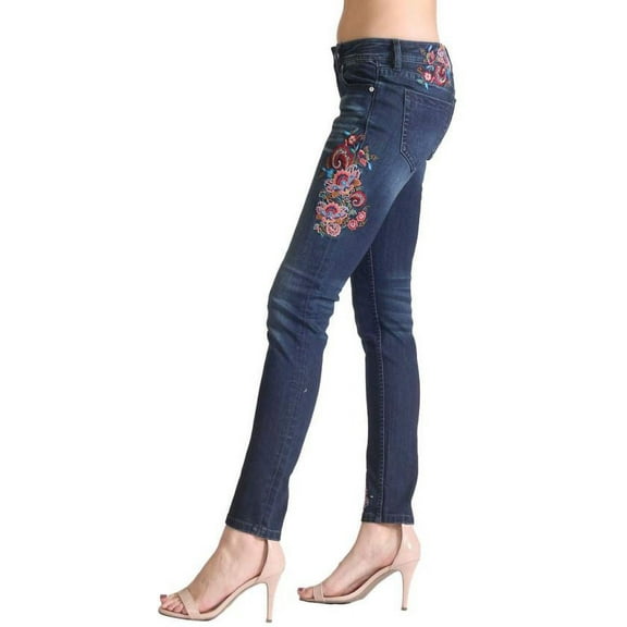 Grace in LA Jeans Women's Bright Floral Embroidery Junior Fit Skinny Stretch Jeans (24)