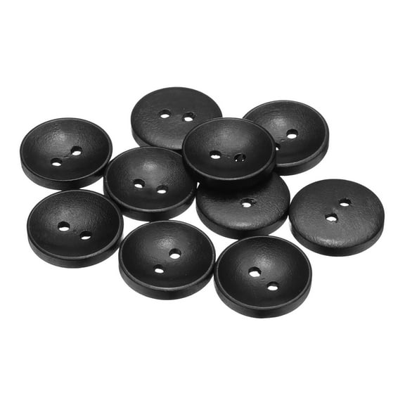 Uxcell 10pcs 36L Wooden Sewing Button 7/8"(23mm) 2 Holes Wood Round Craft Replacement Buttons for Clothing DIY Crafts Decoration, Black