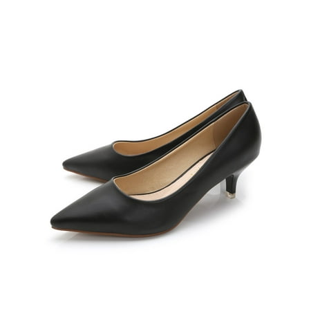 

Ferndule Women Pointed Toe Pump Wedding Anti-Slip Dress Shoes Fashion Kitten Heel Pumps Black 7.5