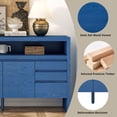 thumbnail image 3 of GZXS 60"W Sideboard with 3 Doors, 3 Drawers and Open Shelf, Modern Wood Buffet Storage Cabinet with Sturdy Support Legs for Hallway, Living Room, Kitchen (Navy Blue), 3 of 9