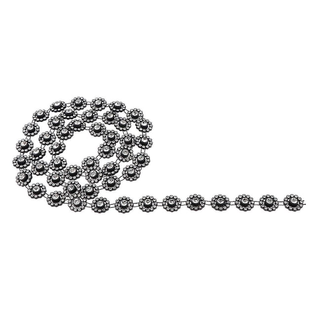 veasfak Chaîne en Faux Strass de 1 Yard Bricolage Couture pour Déco de Robe de Mariée Noir