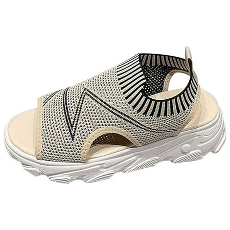 

Youmylove Bohemian Style Mesh Sandals Flat Thick Sole Shoes Women Summer Comfy Daily Simple Walking Footwears