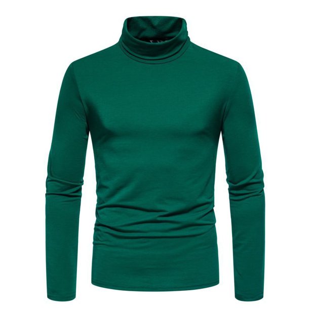 pstuiky hombres de manga larga, Camiseta informal de color liso para hombre, cuello alto, manga larga, base, manga larga, cuello alto camisetas de hombre l