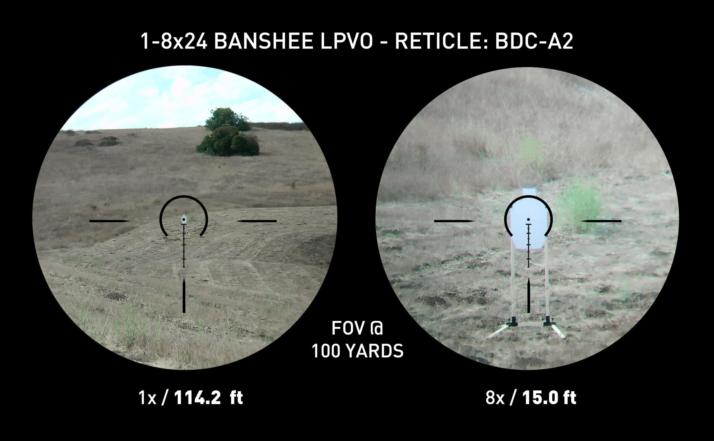 Monstrum Banshee ED 1-8x24 LPVO Rifle Scope with Offset Scope Mount | Black | BDC A2 Reticle