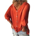 thumbnail image 4 of Pompotops Hauts d'Été Mode Femme Col en V Manches 3/4 Couleur Unie, 4 of 8