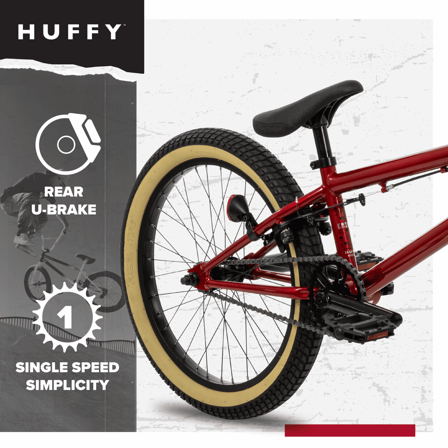 Huffy 20” Enigma BMX Freestyle Bike, Kids/Teens, Candy Apple Red