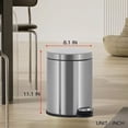 thumbnail image 3 of 6 Liter /1.6 Gallon Round Trash Can，Stainless Steel Round Step-on Trash Can，Mini Metal Pedal Bin，Bathroom and Office Kitchen Trash Can, 3 of 6