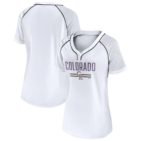 Women's Fanatics White Colorado Rockies Play Calling Raglan V-Neck T-Shirt