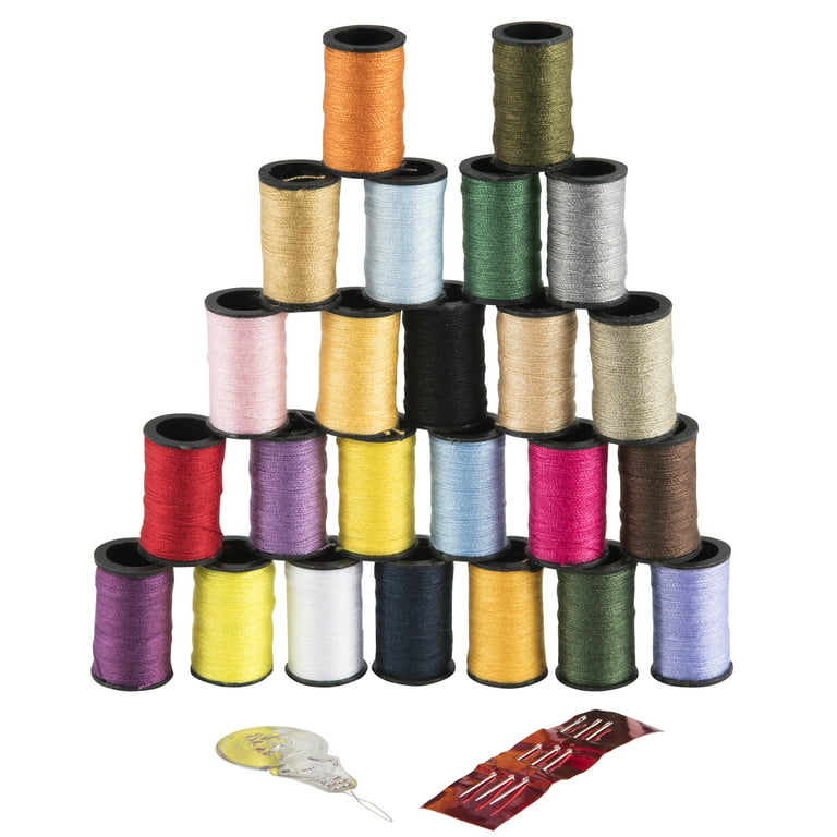 Mandala Crafts Mini-Spool Sewing Thread Kit – Spun Polyester Thread for Sewing - Sewing Thread Assortment Sewing Threads for Hand Sewing 30 Color