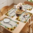 thumbnail image 5 of Yellow Sunflowers Placemats Set of 6 Retro Farmhouse Summer Floral Leaves Place Mats Indoor Wipeable Table Mats Washable Cloth Dining Table Placemats for Kitchen Holiday Party Home Decor 13x19 Inch, 5 of 9