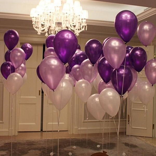 100 Pack 12 White Light Purple Dark Violet Balloons For