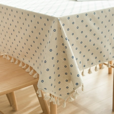 

Nanbowan Cotton Waterproof and Oil Proof Tablecloth Rectangle Wipeable Table Cloth Flowers Cherries Pattern Stain Resistant Table Cover for Kitchen Dining Parties Blue Chrysanthemum 55x102 in
