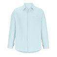 thumbnail image 5 of YLSDY Men's Sale Solid Color Long Sleeve Shirt Lapel Single Breasted Blouse Loose Fit Linen Cotton Tops Business Work Dress Shirt Sky Blue XXXL, 5 of 6