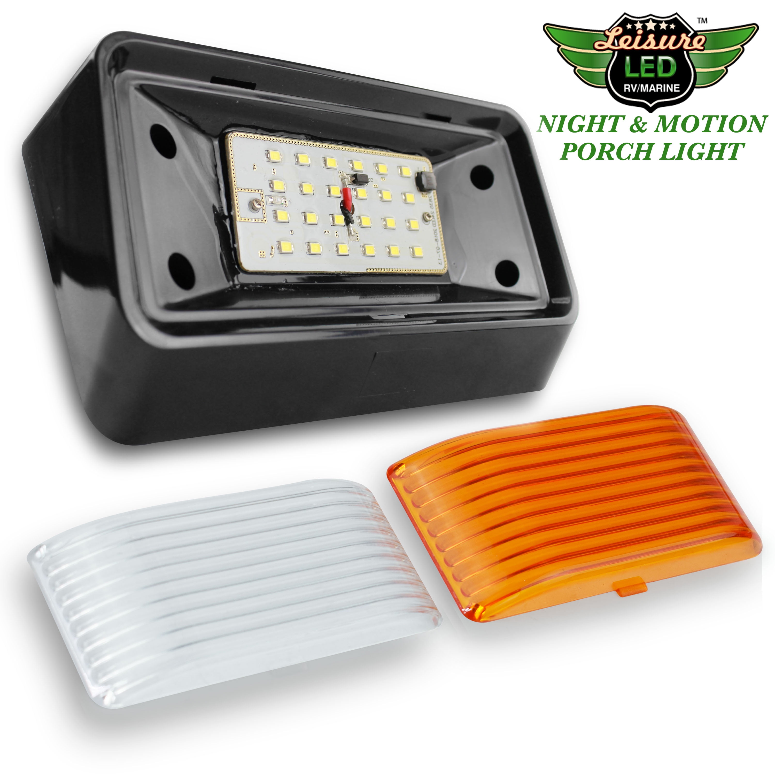 New Black Leisure LED 300 Lumen Motion Sensor RV Exterior Porch Light