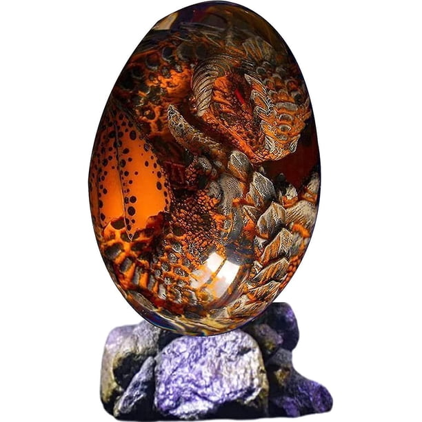 Adornos De Huevo De Dragón De Lava, Huevo De Dragón De Resina Transparente De Cristal, Escultura Hecha A Mano Recuerdo De Dragón De Bolsillo De Fuego para Adornos De Escritorio Exquisito Único