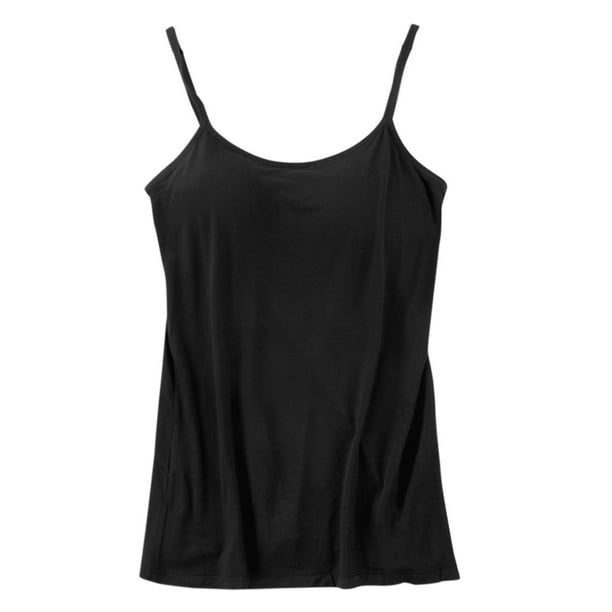 nsendm Womens Vest Female Adult Camisole Womens Cotton Camisole Adjustable  Camisole with Frame Bra Undershirt Bike Tops for Women (Black, L) 