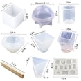 thumbnail image 2 of Juego de moldes de resina epoxi, 43 piezas de moldes de resina para fundición de resina, moldes de silicona para bricolaje, resina epoxi que incluye esférico, cúbico, piramidal, diamante, con taza, 2 of 6