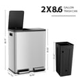 thumbnail image 2 of GIANNA Kitchen Trash Can with Soft-Close Foot Pedal, 60 Liter Large Stainless Waste Bin, For Home Kitchen Office, Silver, 2 of 6