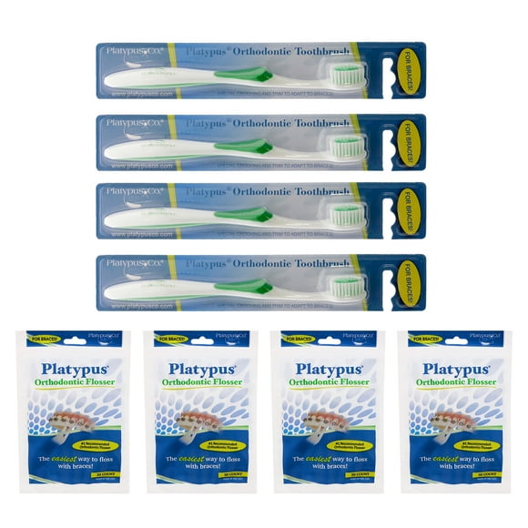 Platypus Orthodontic Flossers and Toothbrush Multipack Kit, 124 Pc