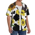 thumbnail image 4 of Vsdgher Sunflowers Country Print Men's Wrinkle Free Untucked Cuban Shirt Business Casual Button Down Shirts Short Sleeve Shirt, 4 of 7