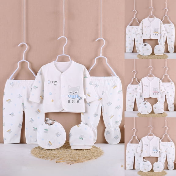 Ketyyh-chn99 Baby Boy Clothes 0-3 Months Newborn Baby Boy Clothes 2 Trousers Top Hat Bib 5PCS Size for 0-3 Months,Pink