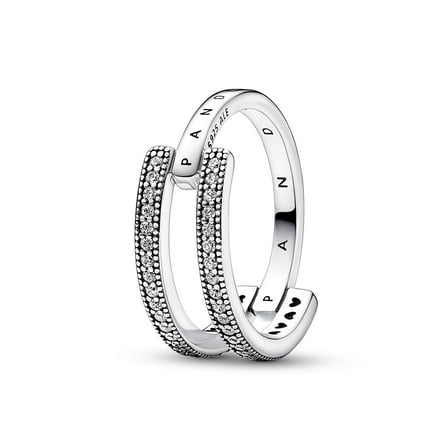 Pandora Signature Logo & Pave Double Band Ring
