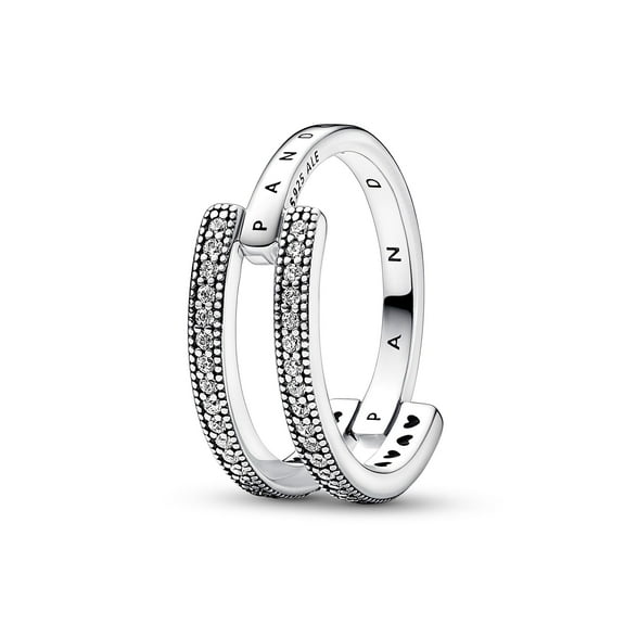 Pandora Signature Logo & Pave Double Band Ring