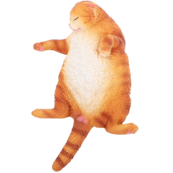 WASHWEPE Lovely Yellow Outdoor Cat Figurine Durable Plastic Garden Decor Statue